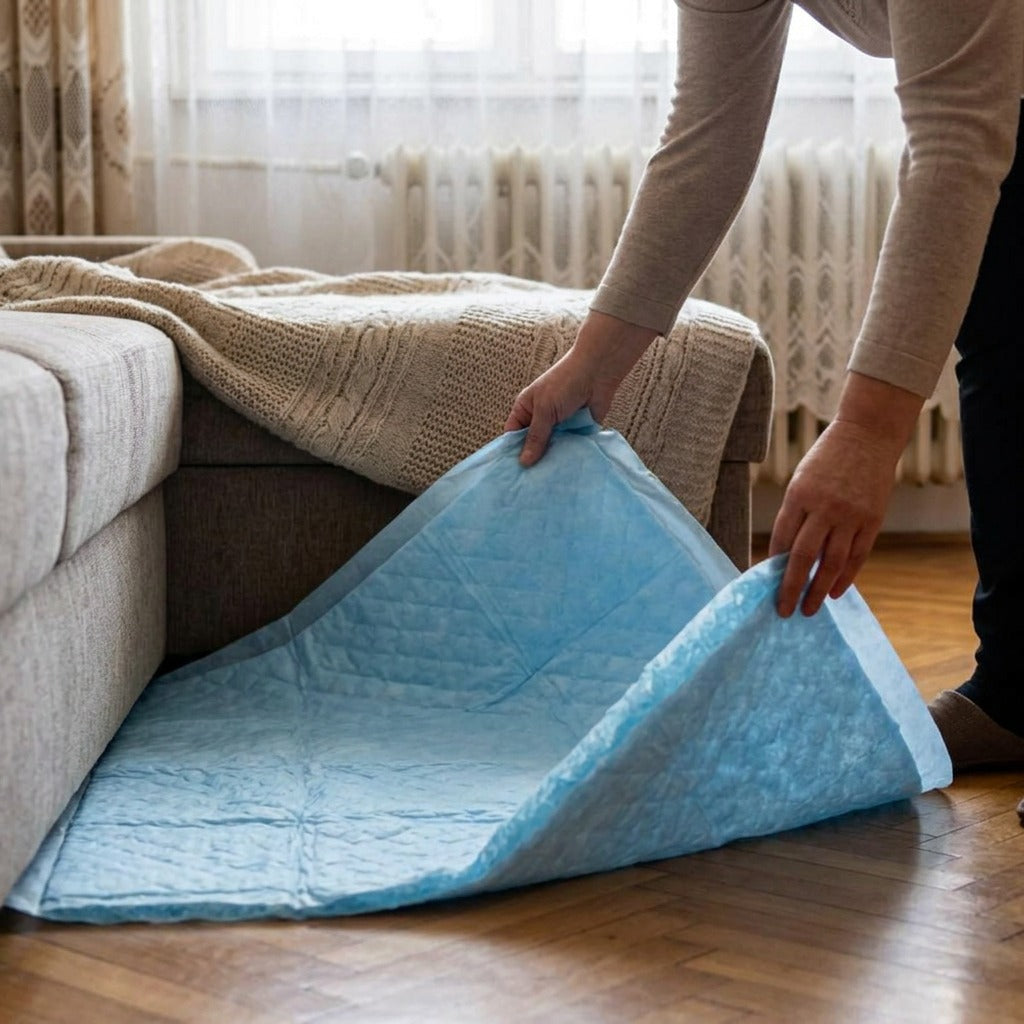 Eldobható felnőtt ágyvédő alátét - használat közben