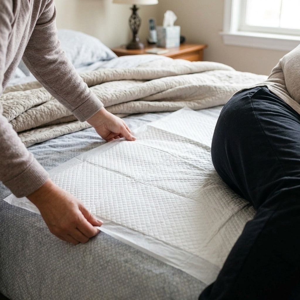 Disposable Incontinence Bed Underpad - in use