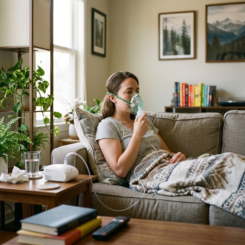Disposable Nebulizer Mask Cup with 2 m Tube - at home