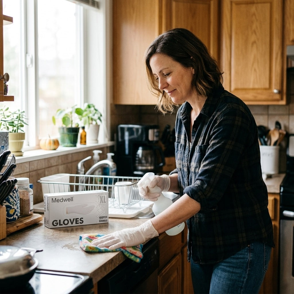 Disposable White Nitrile Gloves, Latex-Free - in everyday life