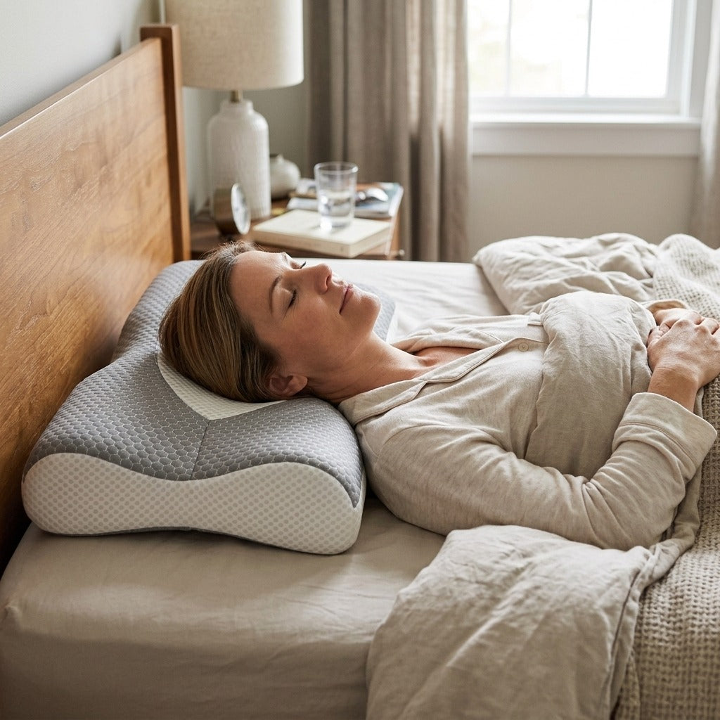 Double-Sided Contour Pillow for Neck Support - in everyday life
