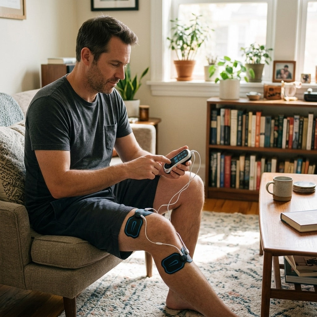 Dual-Channel TENS EMS Muscle Stimulator - at home
