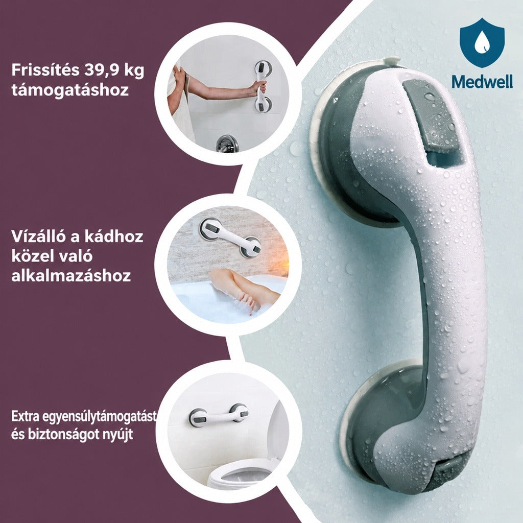 Vízálló tapadókorongos kapaszkodó fürdőszobába és WC-hez a Medwelltől.