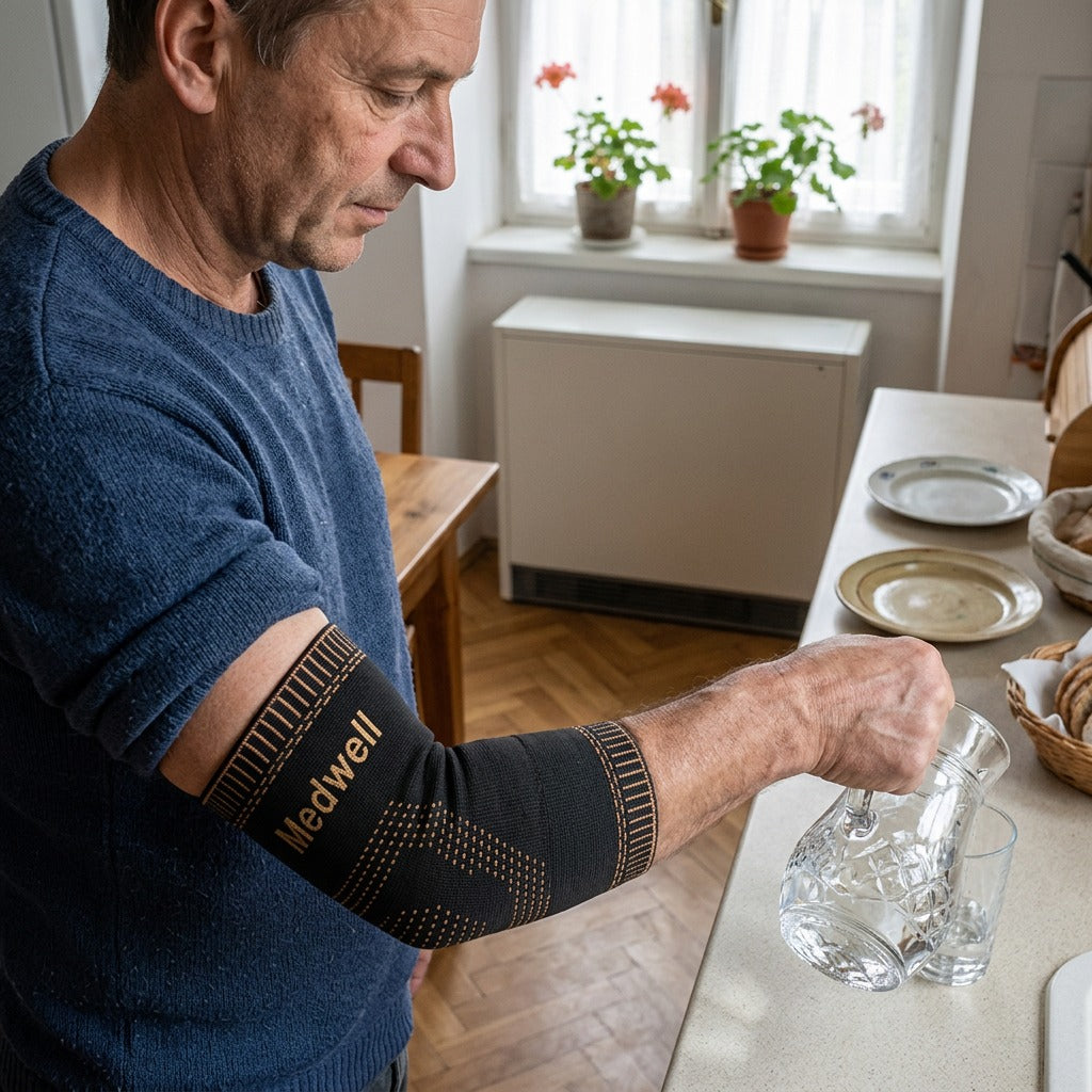 Könyökszorító pár, 2 darabos készlet - használat közben
