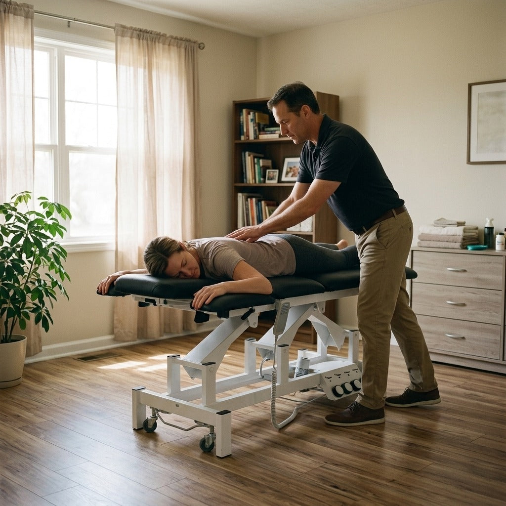 Electric Adjustable Treatment Table with Face Hole - at home