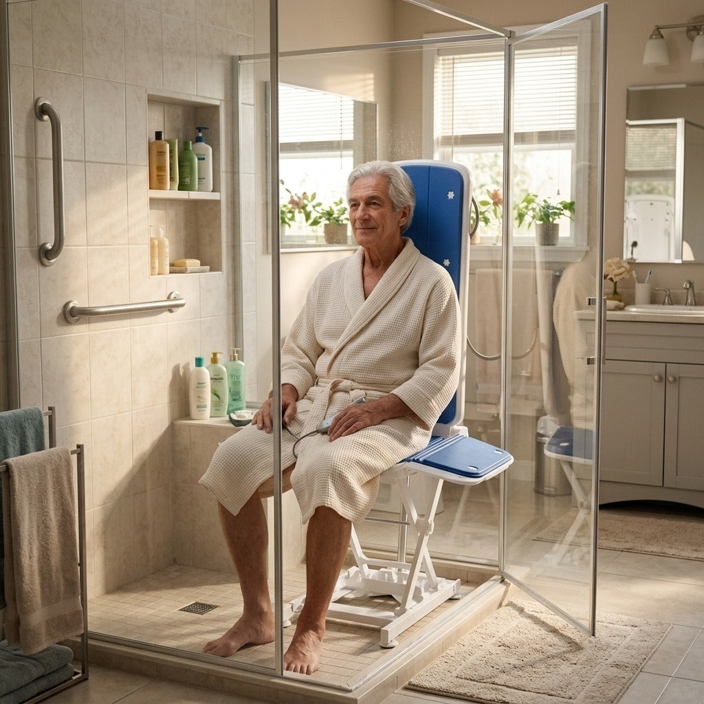 Electric Bath Lift Chair with Adjustable Height - at home