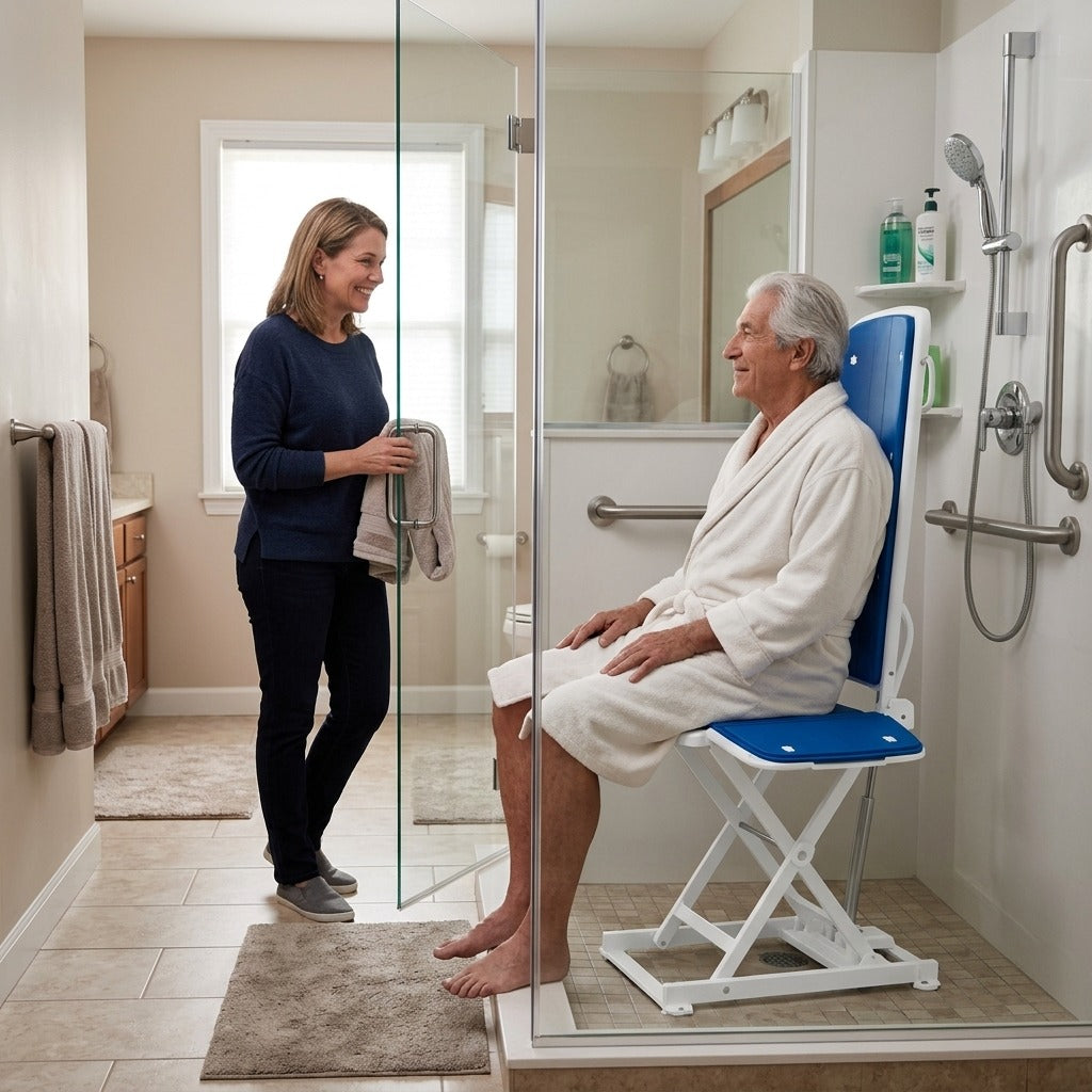 Electric Bath Lift Chair with Adjustable Height - in everyday life
