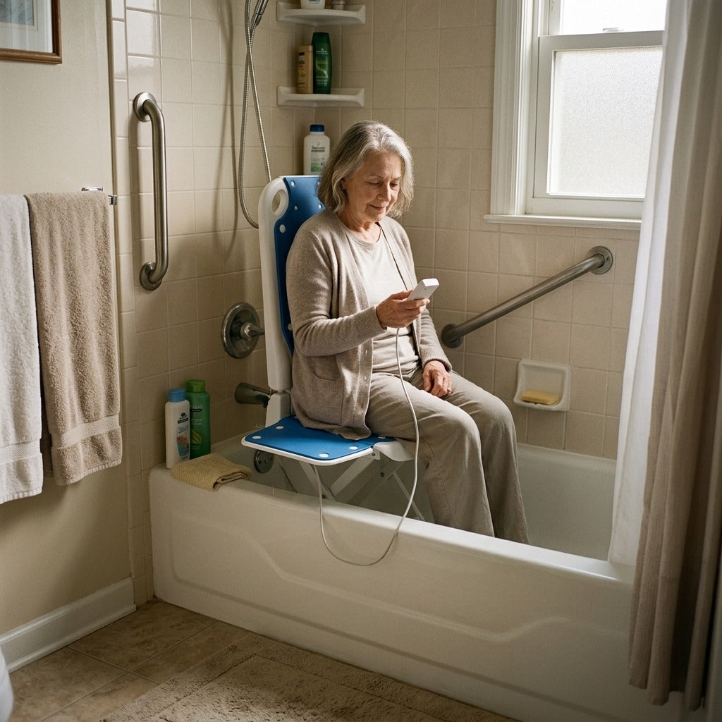 Electric Bath Lift Chair with Remote Control - at home