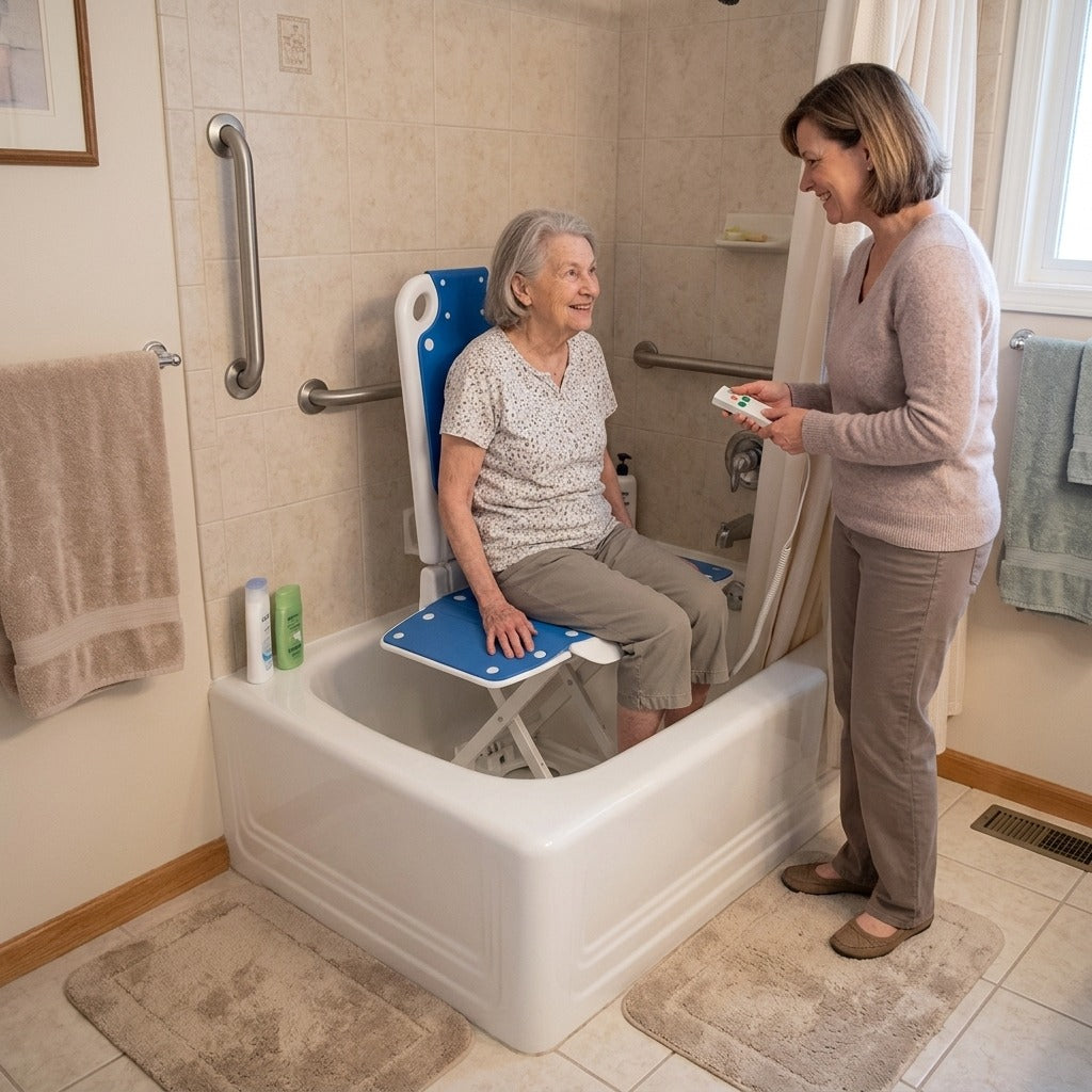 Electric Bath Lift Chair with Remote Control - in everyday life