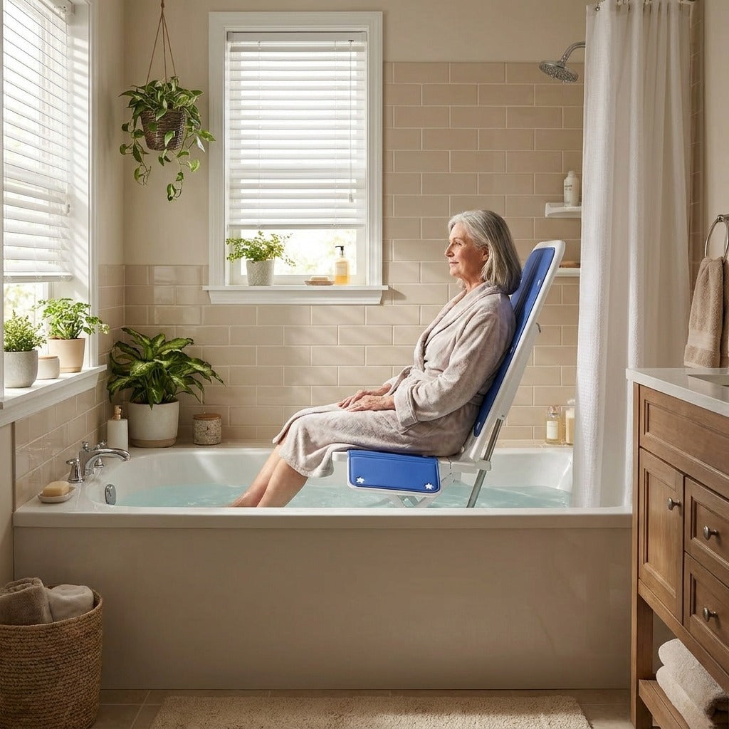 Electric Bath Lift with Adjustable Reclining Seat - at home