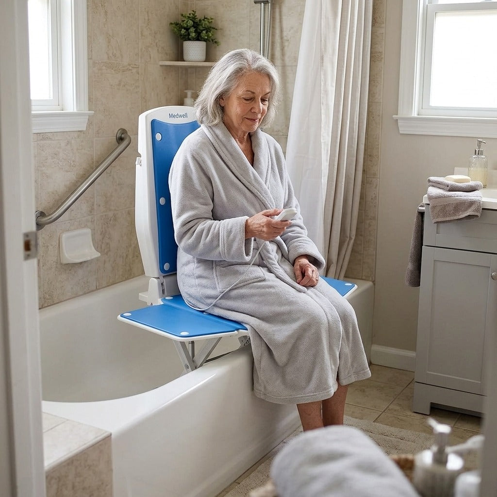 Electric Bathtub Lift Chair, Motorized Seat for Bath Transfers - at home