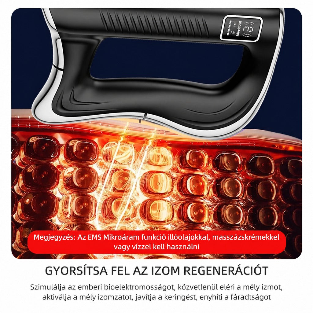 EMS masszírozó készülék vörös fényterápiával az izomzat regenerálására.