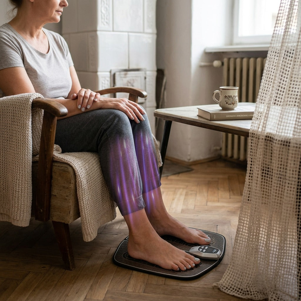 Elektromos talpmasszírozó szőnyeg - használat közben