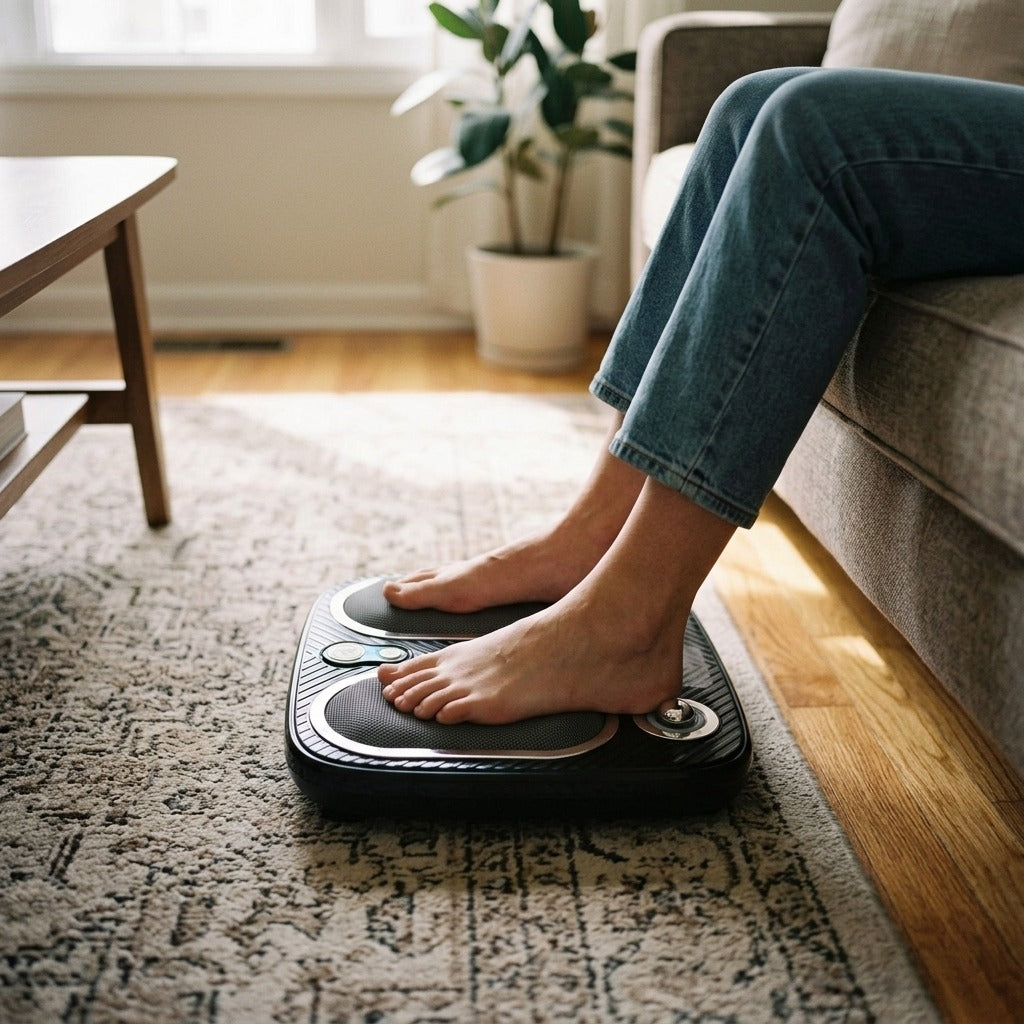 Electric Foot Massager with Mild Heat and Vibration - in use