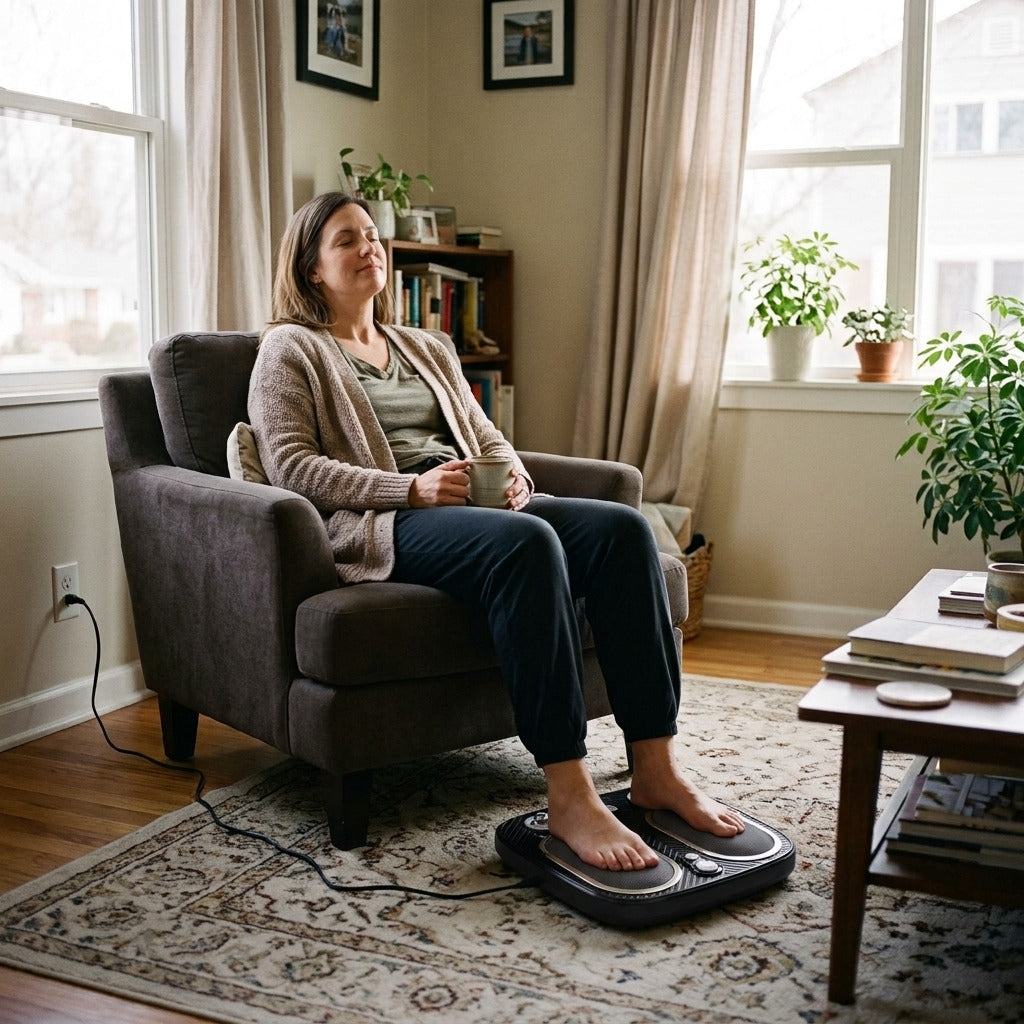 Electric Foot Massager with Mild Heat and Vibration - at home