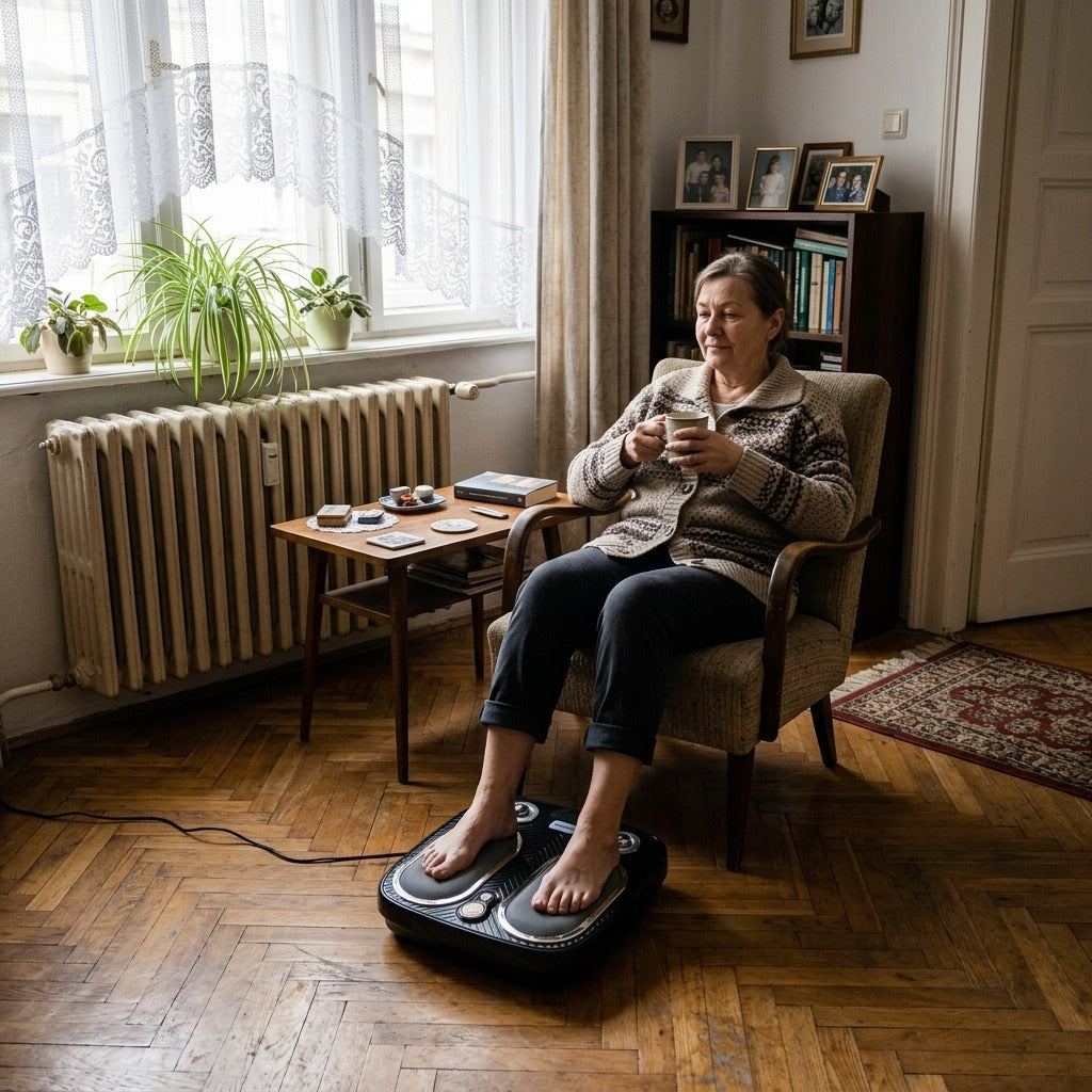 Elektromos talpmasszírozó enyhe melegítéssel és vibrációval - otthon