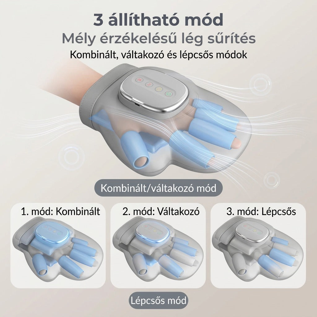 Masszírozó három üzemmóddal: kombinált, váltakozó, lépcsős