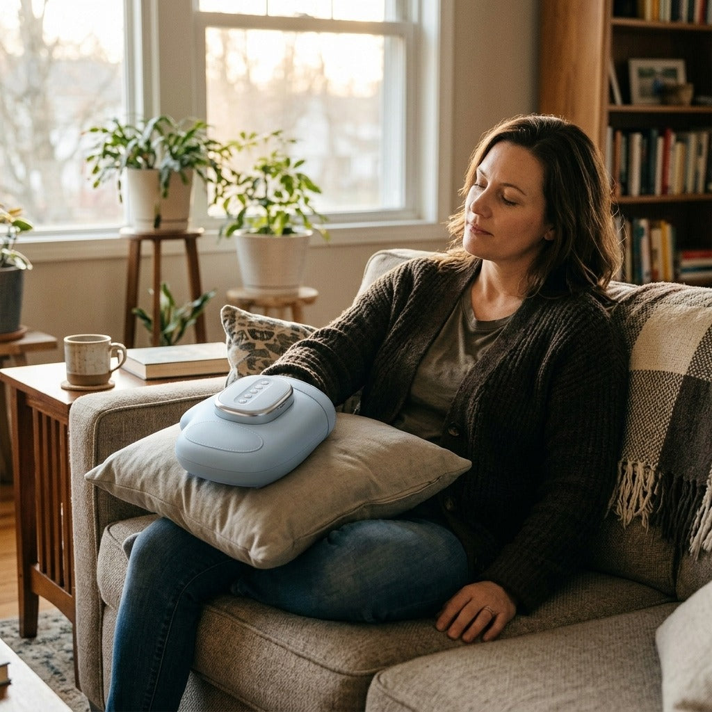 Electric Hand Massager with Airbag Compression and Vibration - at home