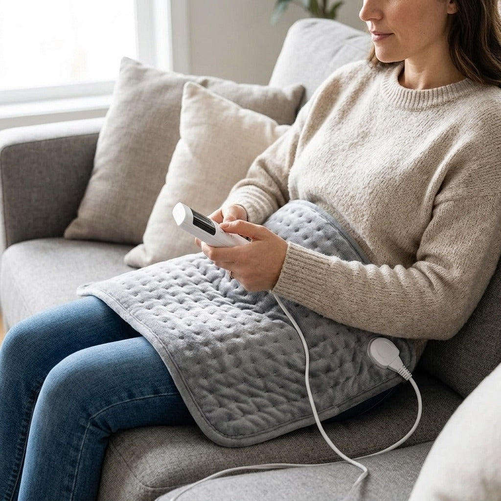 Electric Heating Pad with 9 Heat Levels - in use