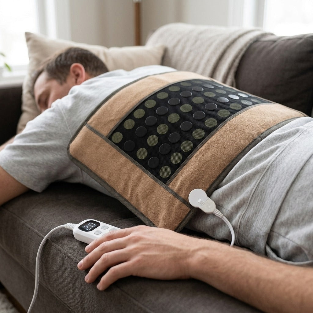 Electric Heating Pad with Timer and Auto Shut-Off - in use