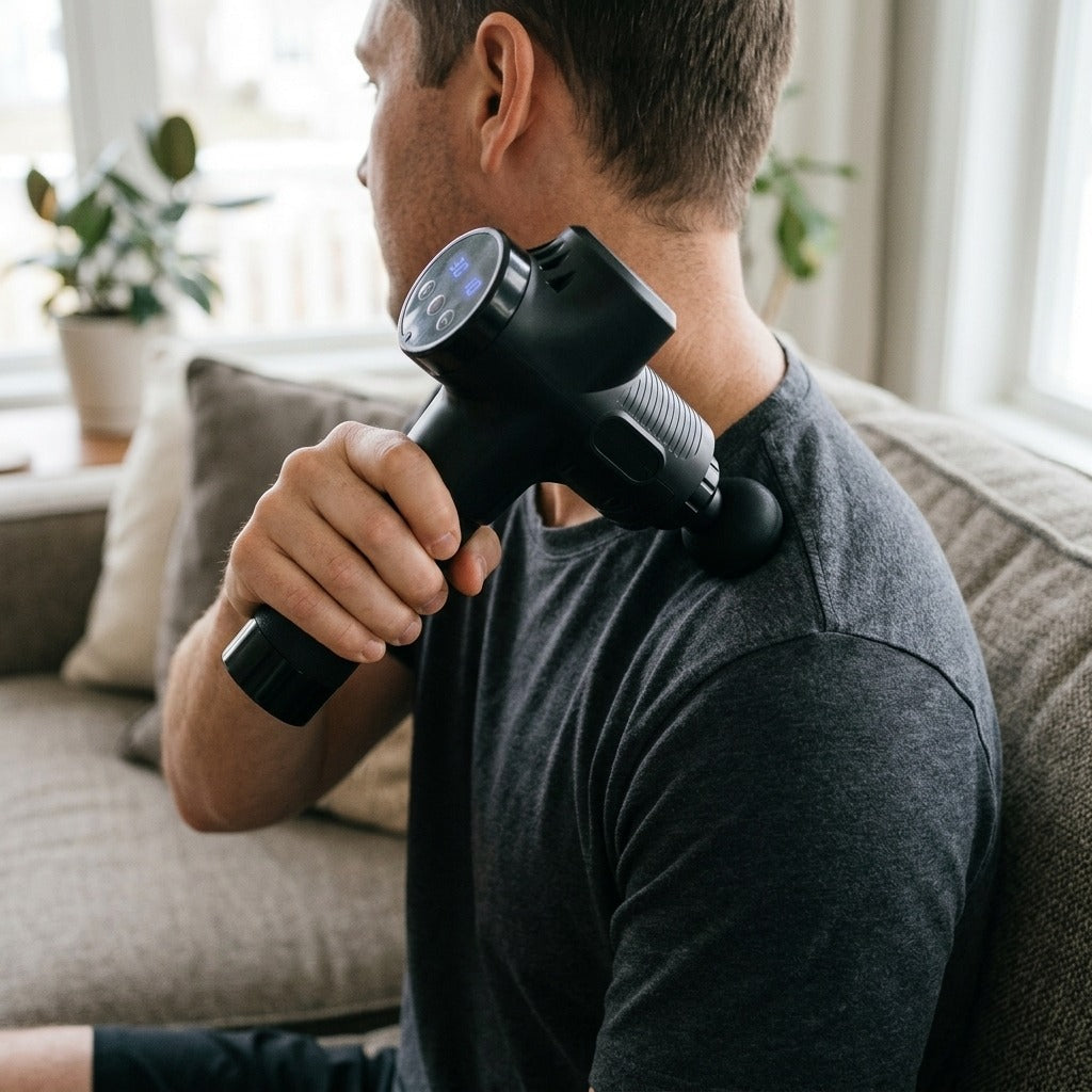 Electric Percussion Massage Gun - in use