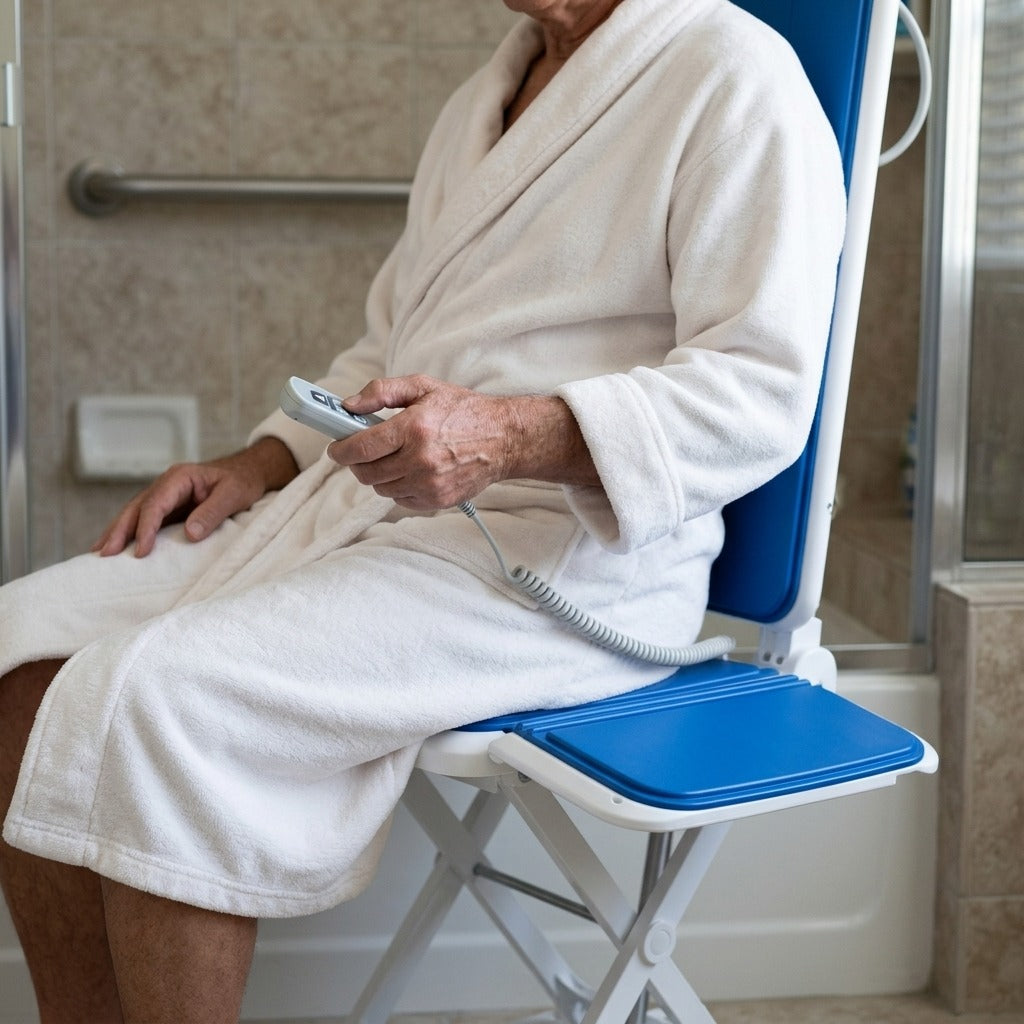 Electric Reclining Bath Lift Chair - in use
