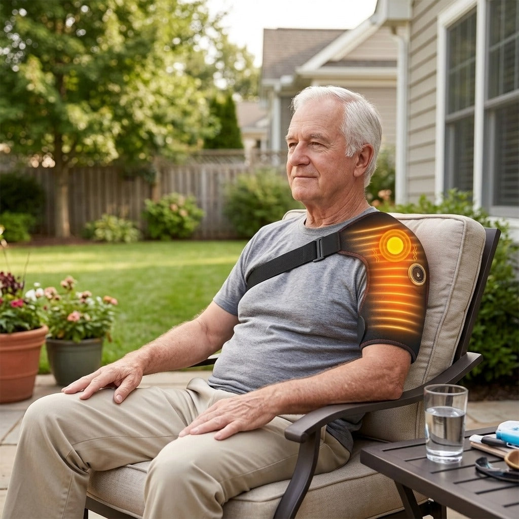 Electric Shoulder Massager Belt with Heat and Vibration - in everyday life