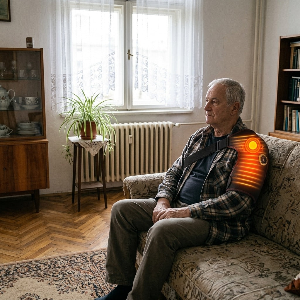 Elektromos vállmasszírozó öv melegítéssel és rezgéssel - otthon
