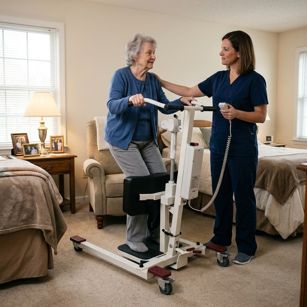 Electric Sit-to-Stand Patient Lift - in everyday life