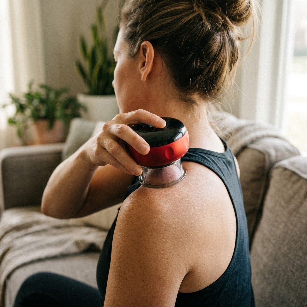 Electric Vacuum Cupping Massager with Heating - in use