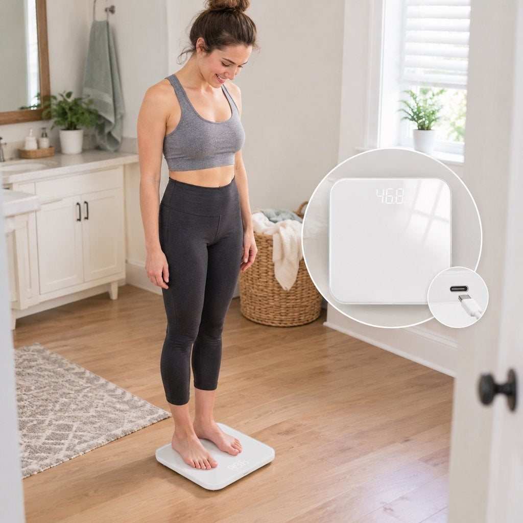 Electronic Bathroom Scale, Type-C Charging, 180 kg - in everyday life