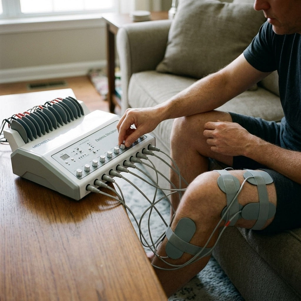 EMS Electrical Muscle Stimulator - in use