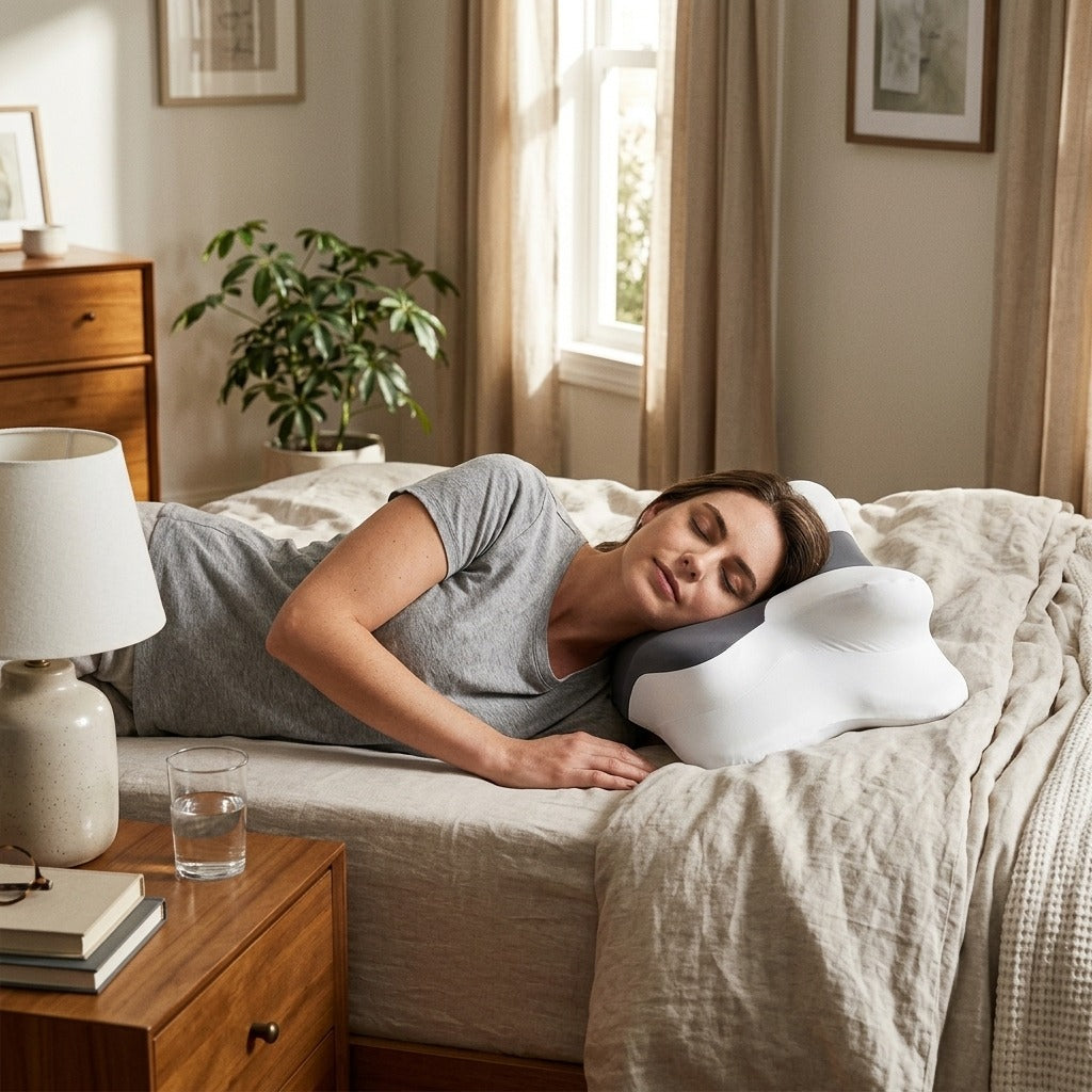 Ergonomic Cervical Memory Foam Pillow with 4-Zone Support - at home