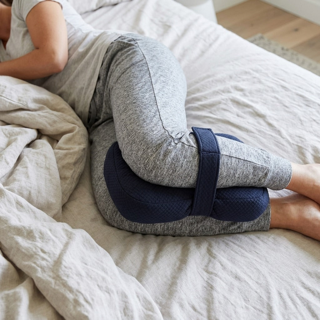 Ergonomic Knee Pillow for Side Sleepers - in use