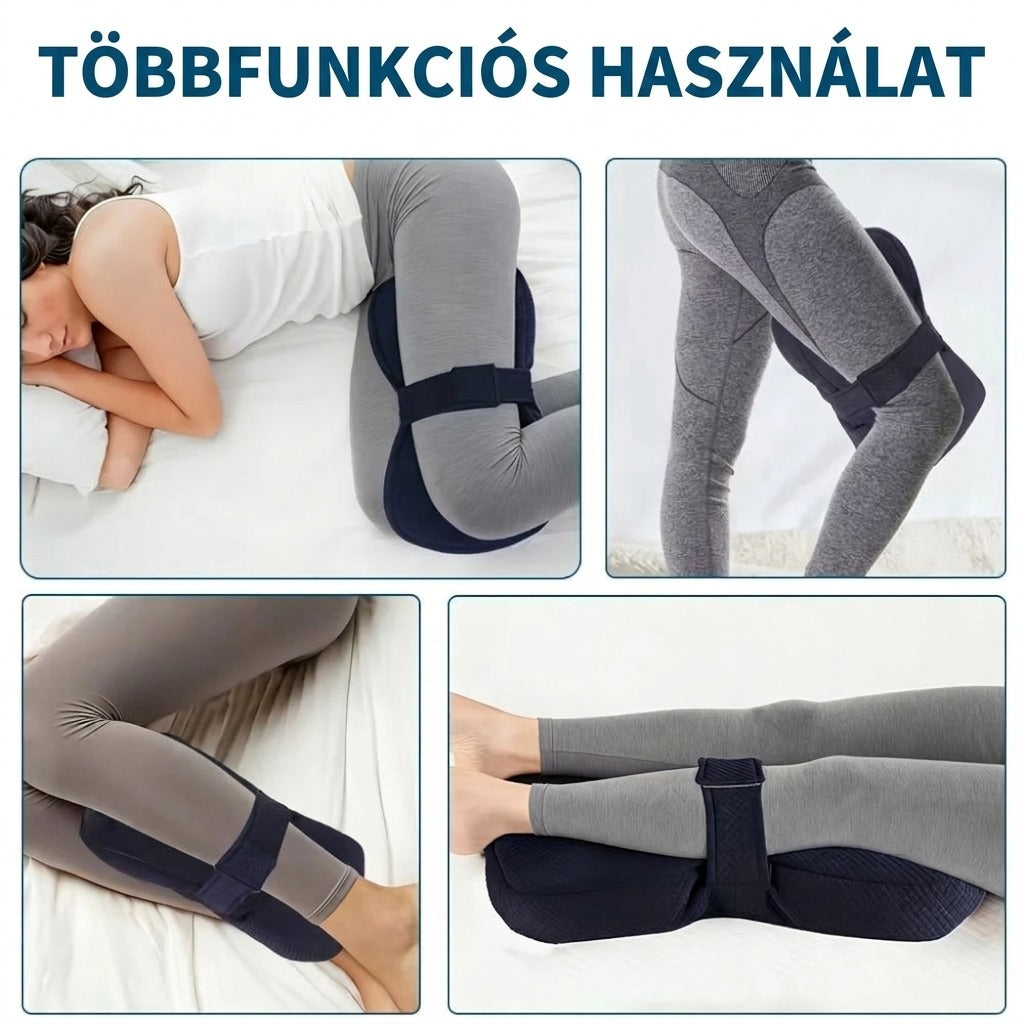 Többfunkciós ergonómikus lábpárna különböző használati módjai alváshoz és pihenéshez.