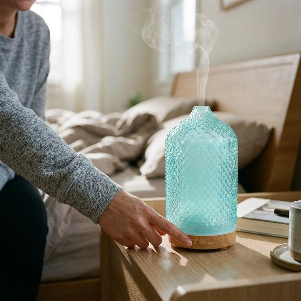 Essential Oil Diffuser with Timer and 7-Color Light - in use