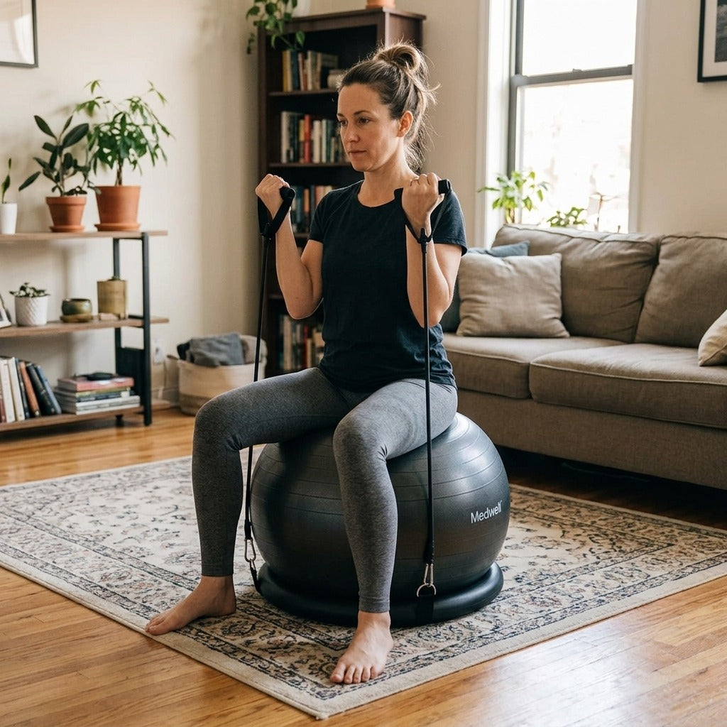 Exercise Ball Chair Set with Resistance Band - at home