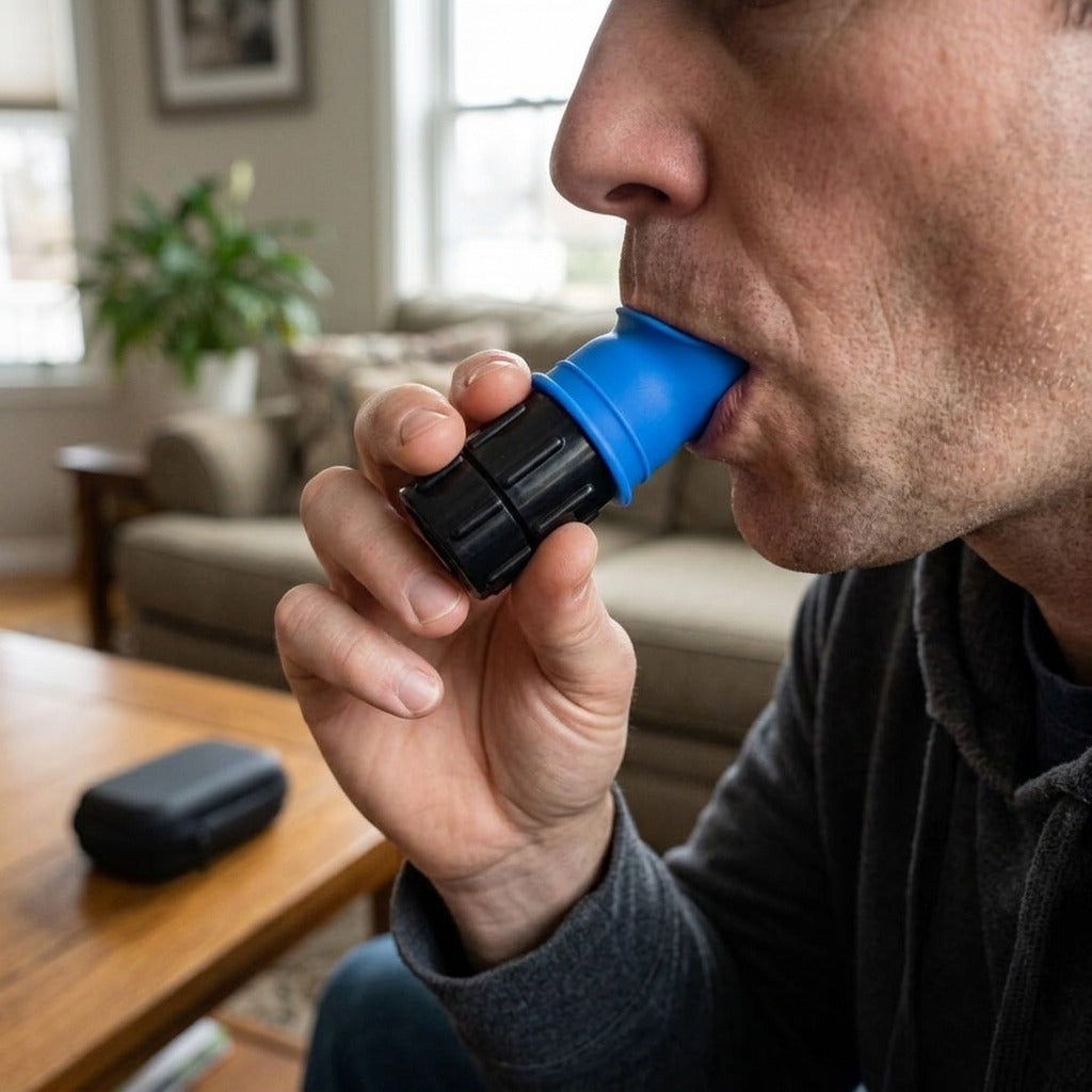 Expiratory Breathing Trainer Set - in use