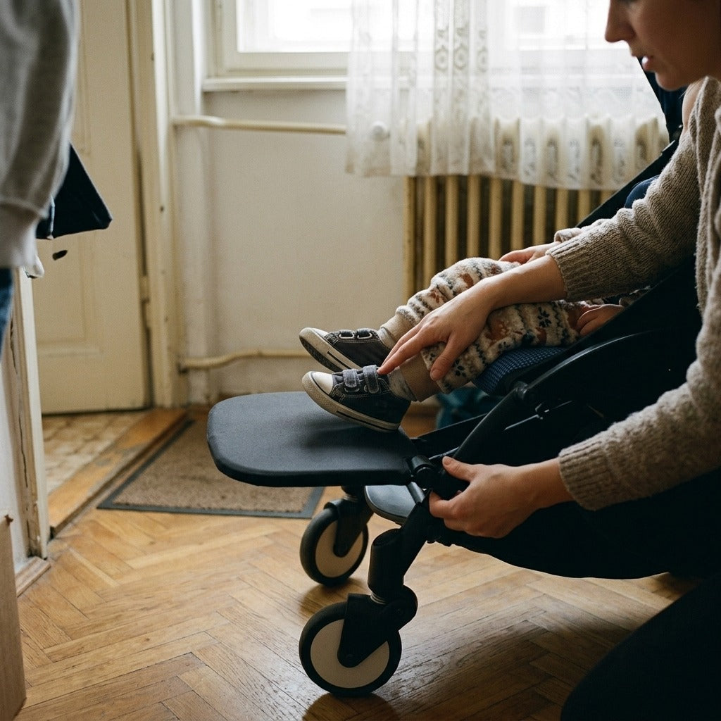 Hosszabbítható lábtartó Babyzen YOYO babakocsihoz - használat közben