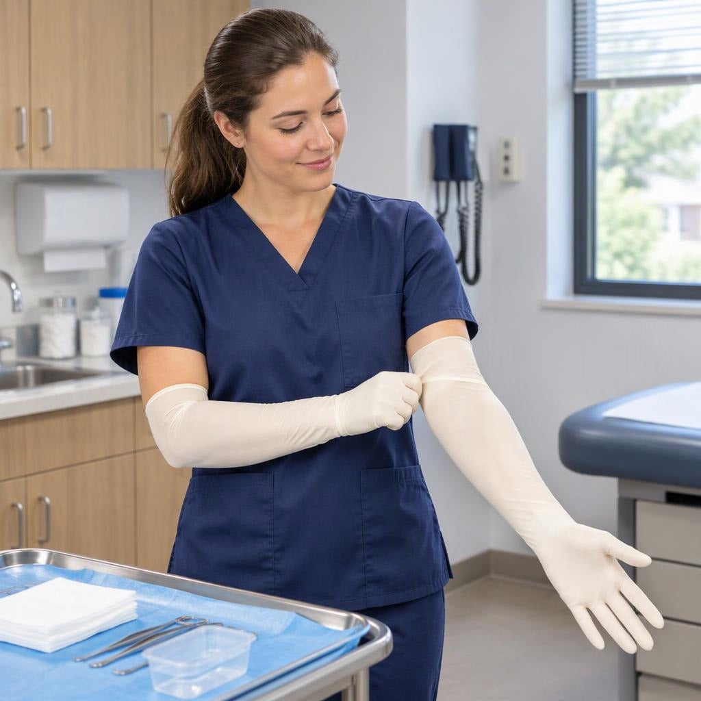 Extended Elbow Disposable Gloves - in everyday life