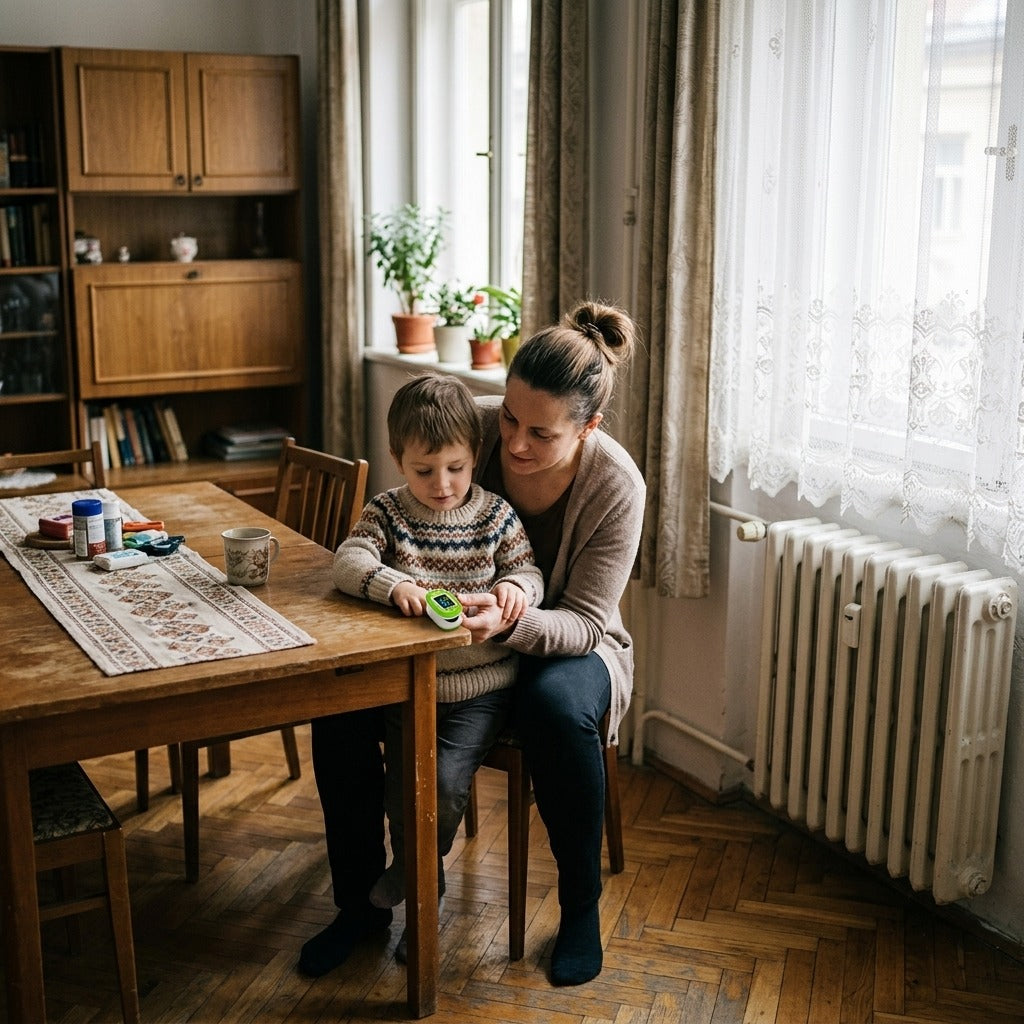 Ujjbegyes pulzoximéter HD LED-kijelzővel, gyerekeknek szánt rajzfigurás mintával - otthon