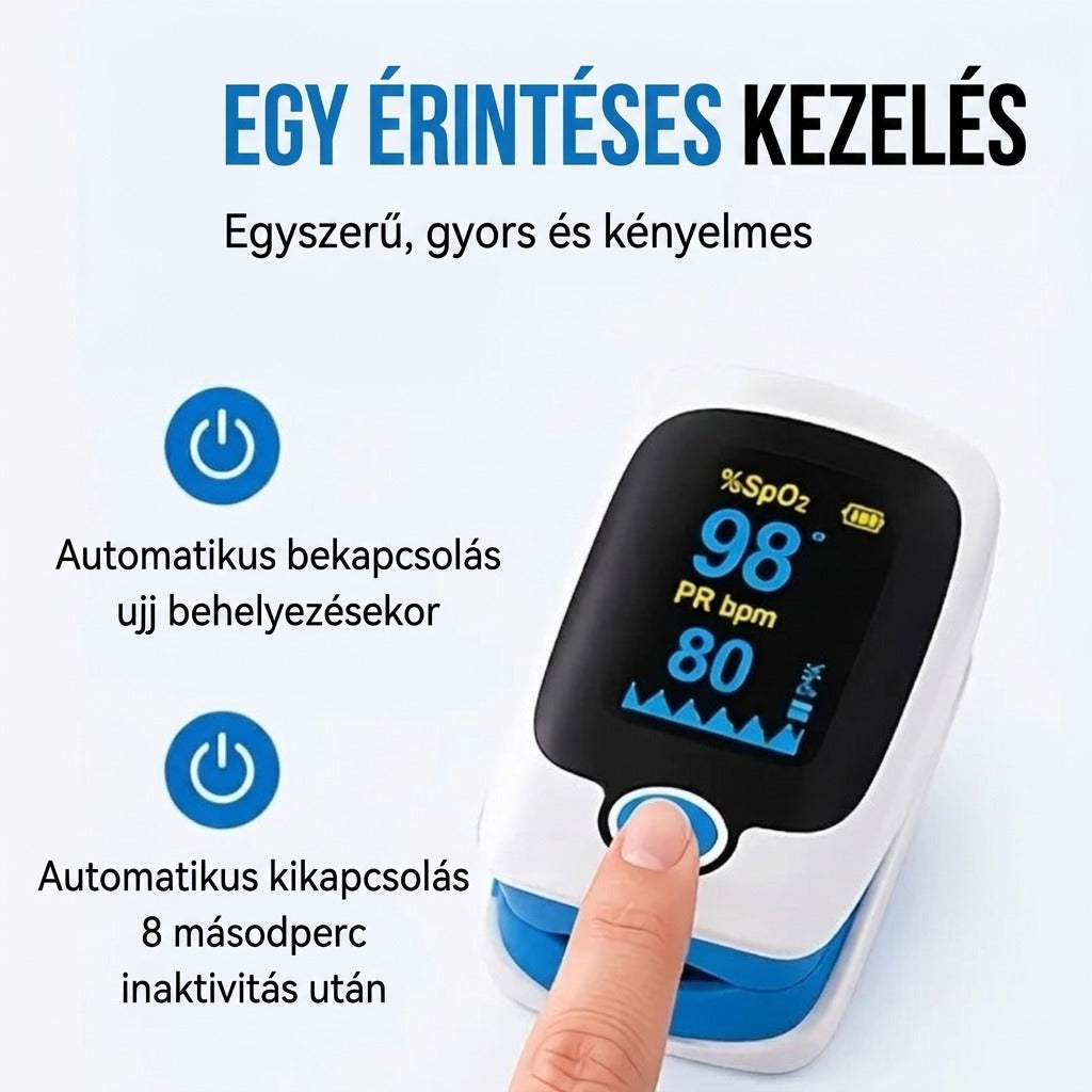 Automatikus pulzusoximéter egy érintéses kezeléssel