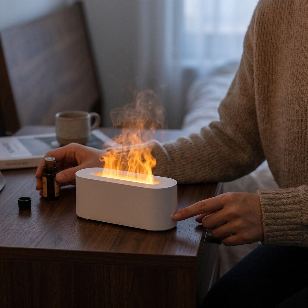 Fireplace Flame Cool Mist Diffuser, 150 ml - in use