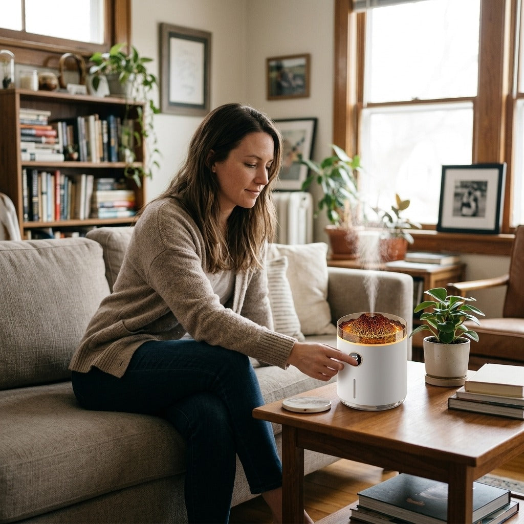 Flame-Style Mist Humidifier and Aroma Diffuser - at home
