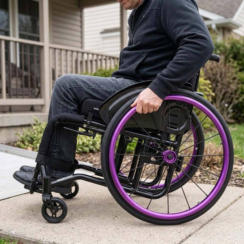 Foldable 24-Inch Manual Wheelchair - in use