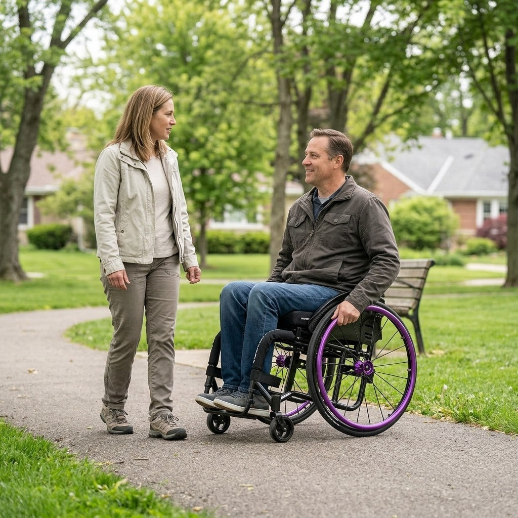Foldable 24-Inch Manual Wheelchair - in everyday life