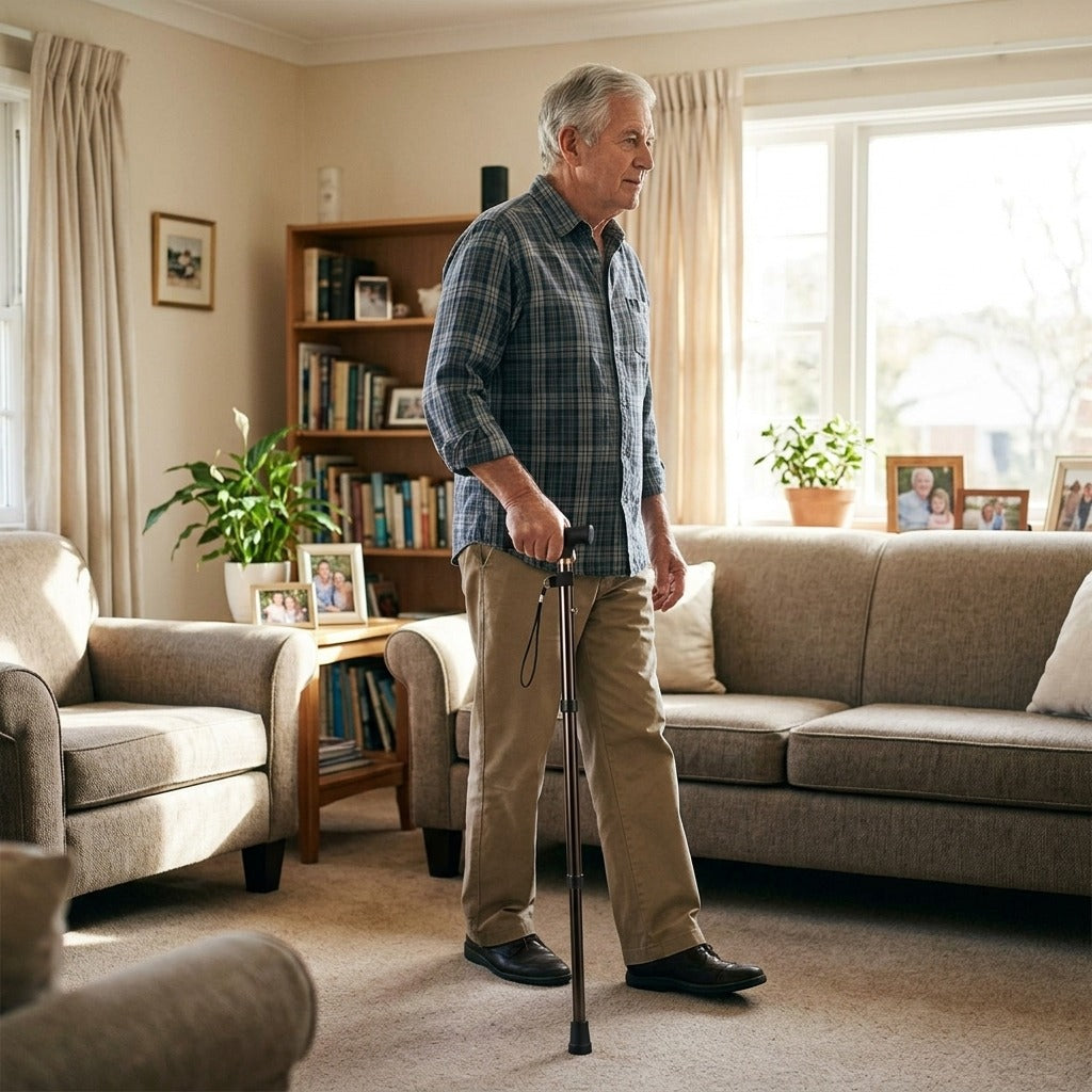 Foldable Adjustable Aluminum Walking Cane - at home