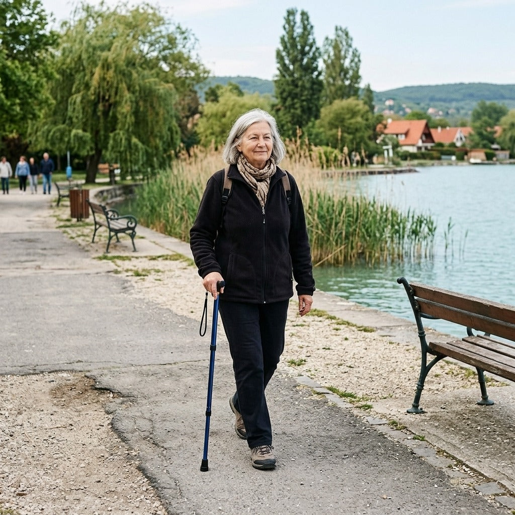 Összecsukható, állítható alumínium járóbot - a mindennapokban