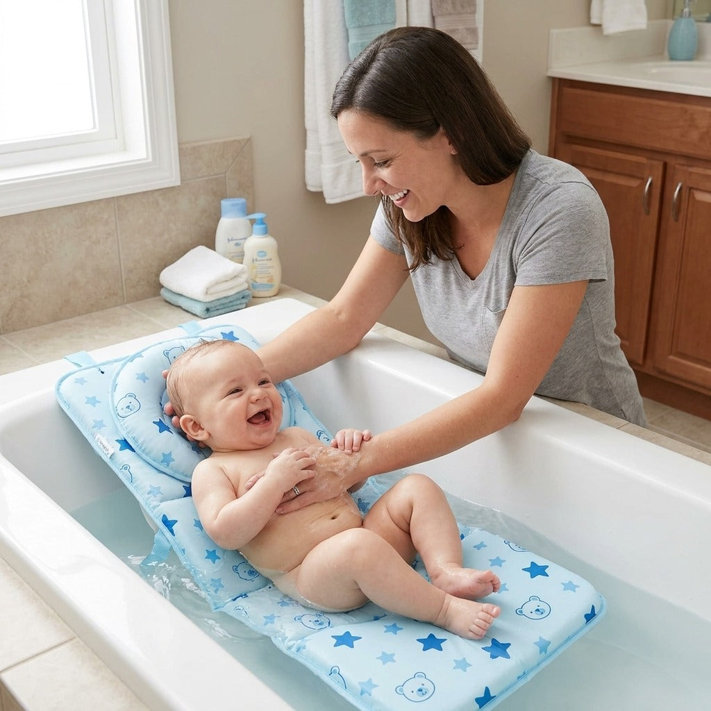 Foldable Adjustable Baby Bath Seat Pad - in everyday life
