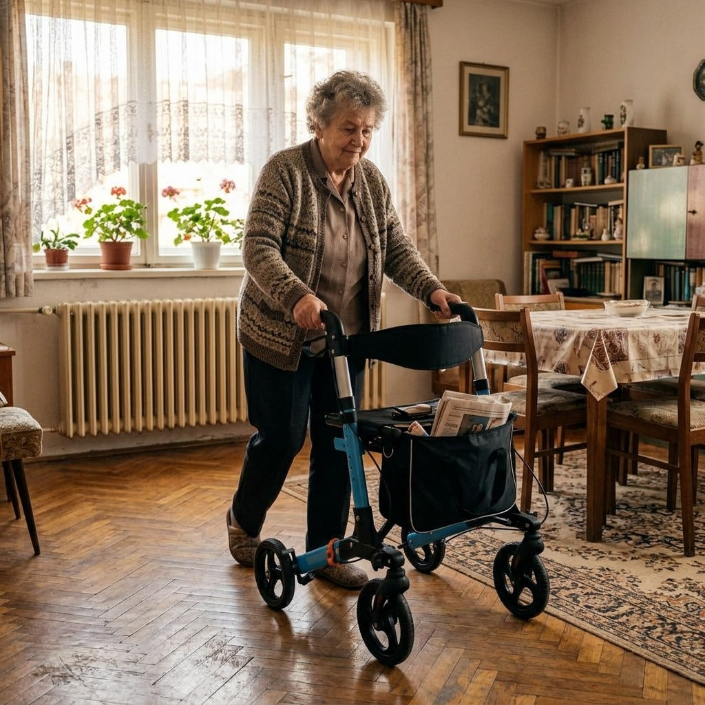 Összecsukható alumínium rollátor U-fékkel - otthon